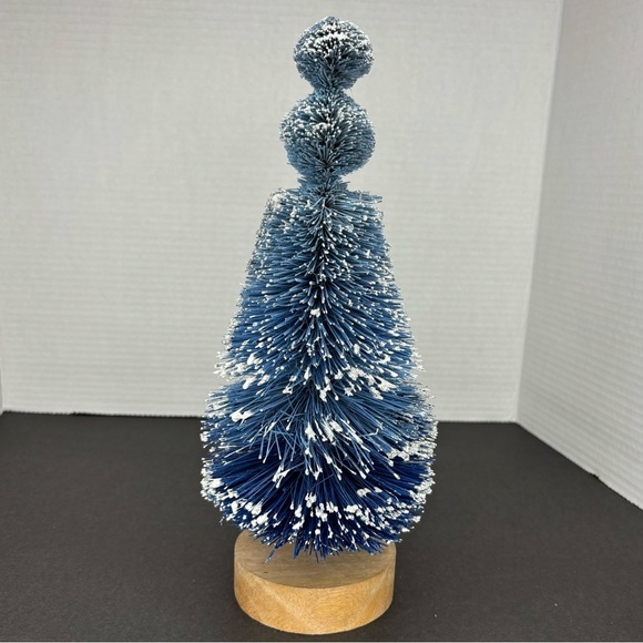 Anthropologie 12" Tilly Bottle Brush Tree Snow Flocked Glitter Beautiful Blue - Picture 3 of 8
